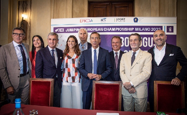 Equitazione presentato Europeo Salto Ostacoli Milano 30 agosto 3 settembre 2023 Ippodromo Snai San Siro